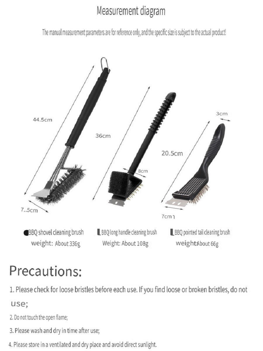 FaSoLa Household stainless steel barbecue grill grid cleaning brush, lengthened PP handle