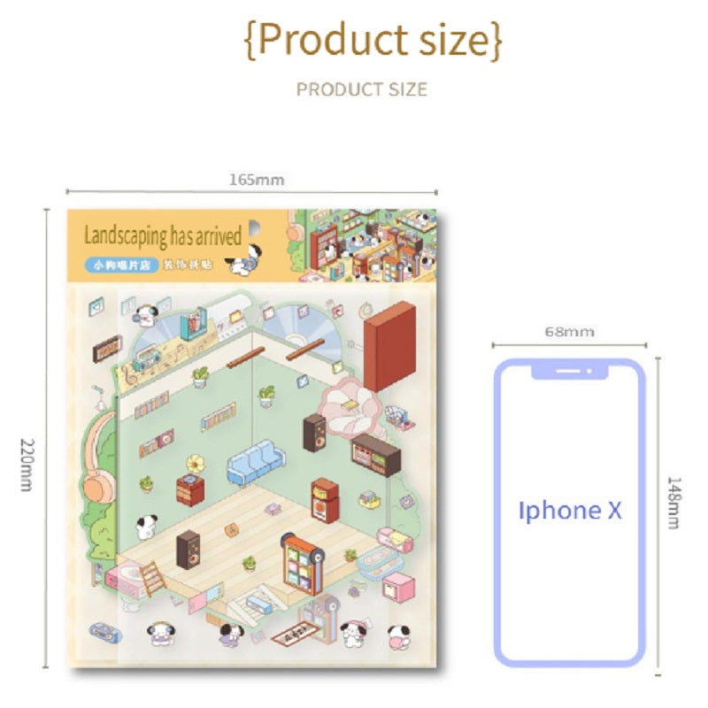 RetroStory Cartoon 3d three-dimensional large-size scene stickers, diy children's handmade decoration creative hand account landscaping stickers