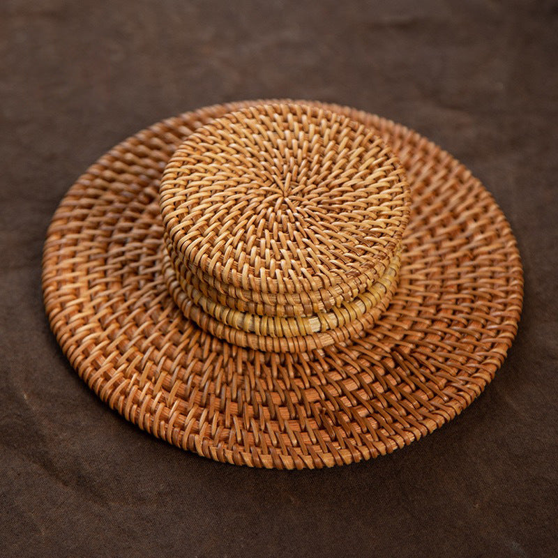BGS Vietnamese autumn rattan hand-woven coasters, insulation pads, diameter 8-18cm