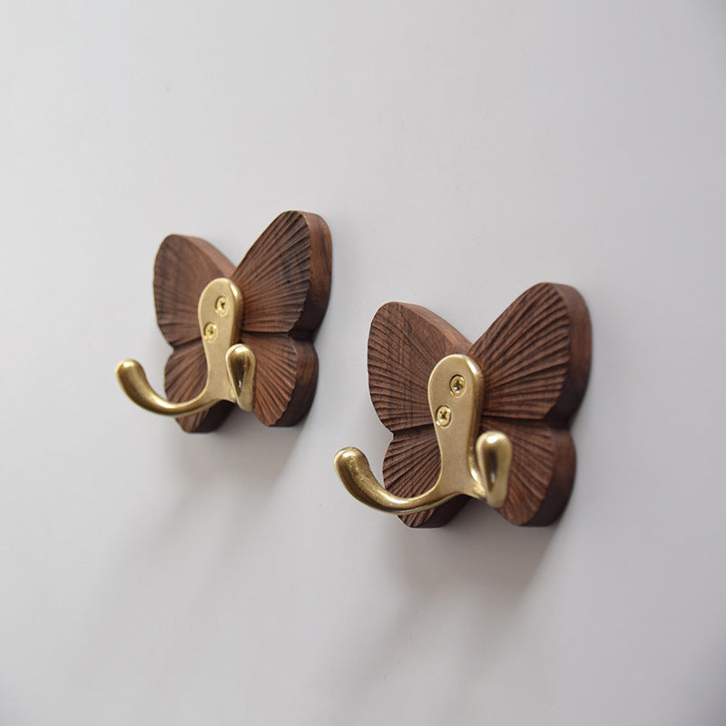 XMT Solid wood butterfly hook, made of black walnut and brass, handmade