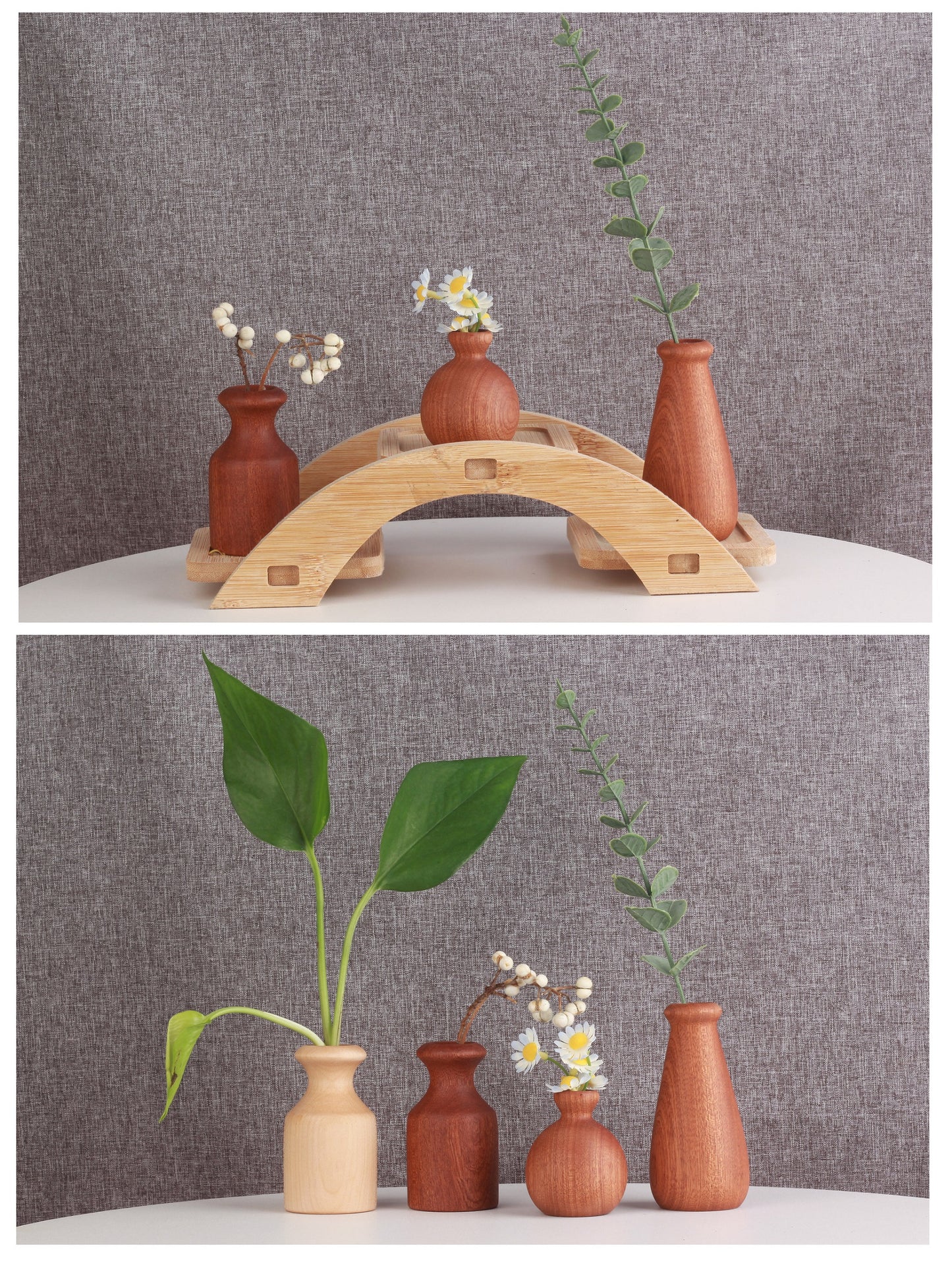 VKXK African Sabili wooden hand-made vase, solid wood flower arrangement, desktop decoration, retro handmade simple dry vase decoration