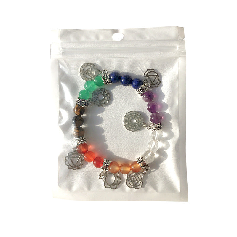RYS Natural crystal gemstone bracelet, silver-plated colorful bracelet