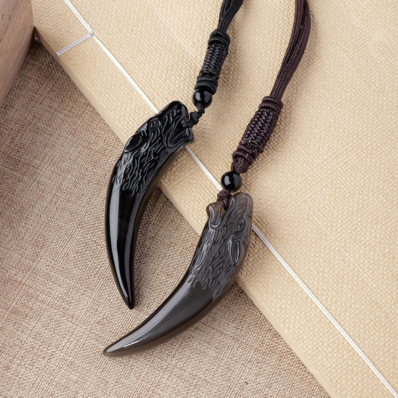 APENG Ice obsidian wolf Head pendant, personalized pendant necklace