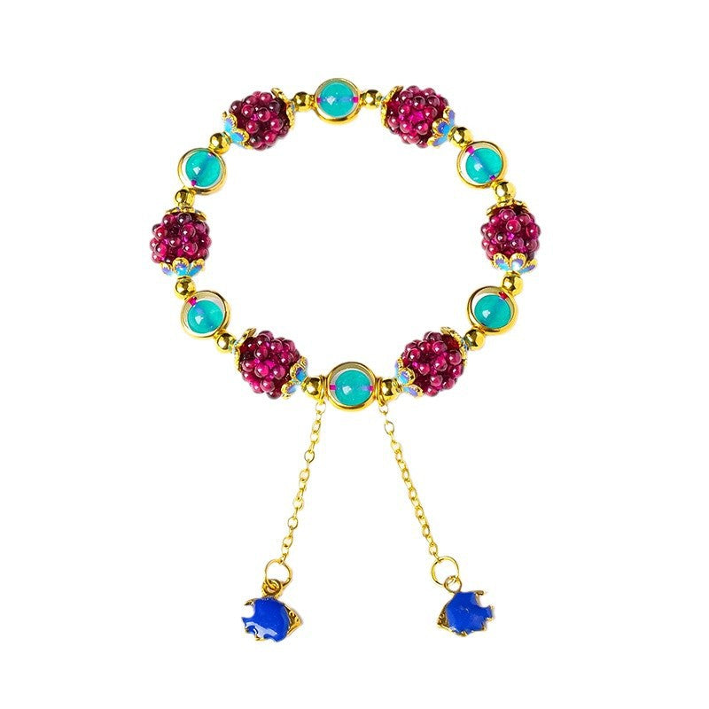 RYS Woven natural garnet ball bracelet, hollow design, grape ball, ladies single-layer bracelet