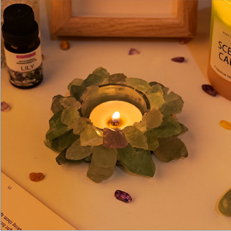 RYS Natural crystal rough stone candle holder, home decoration diffuser stone decoration