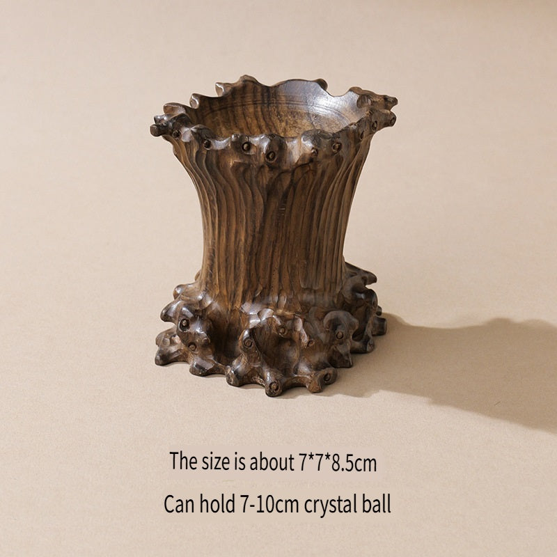 RYS Wooden root carved crystal ball base, home decoration