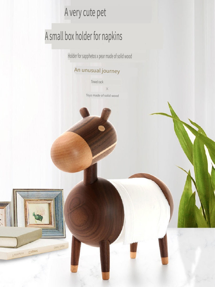 MSMY Creative cartoon donkey napkin holder made of solid wood