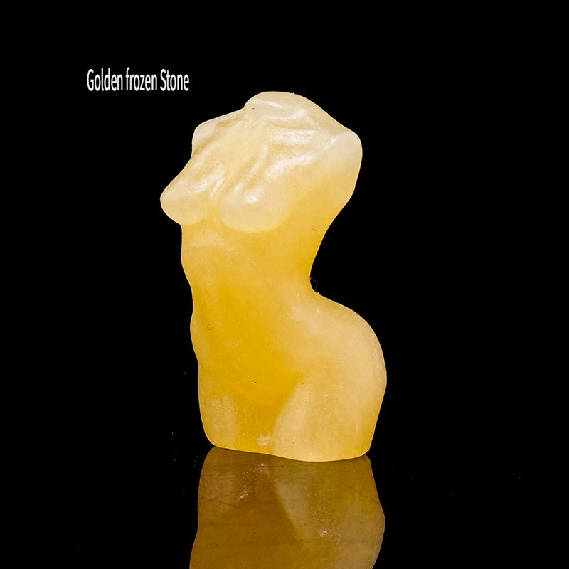 RYS Mini female model torso carved with natural crystal gems handicraft ornaments