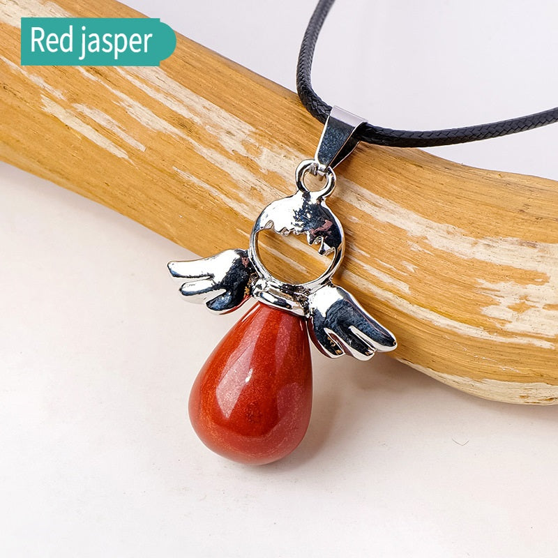APENG Natural crystal gemstone drop angel Pendant