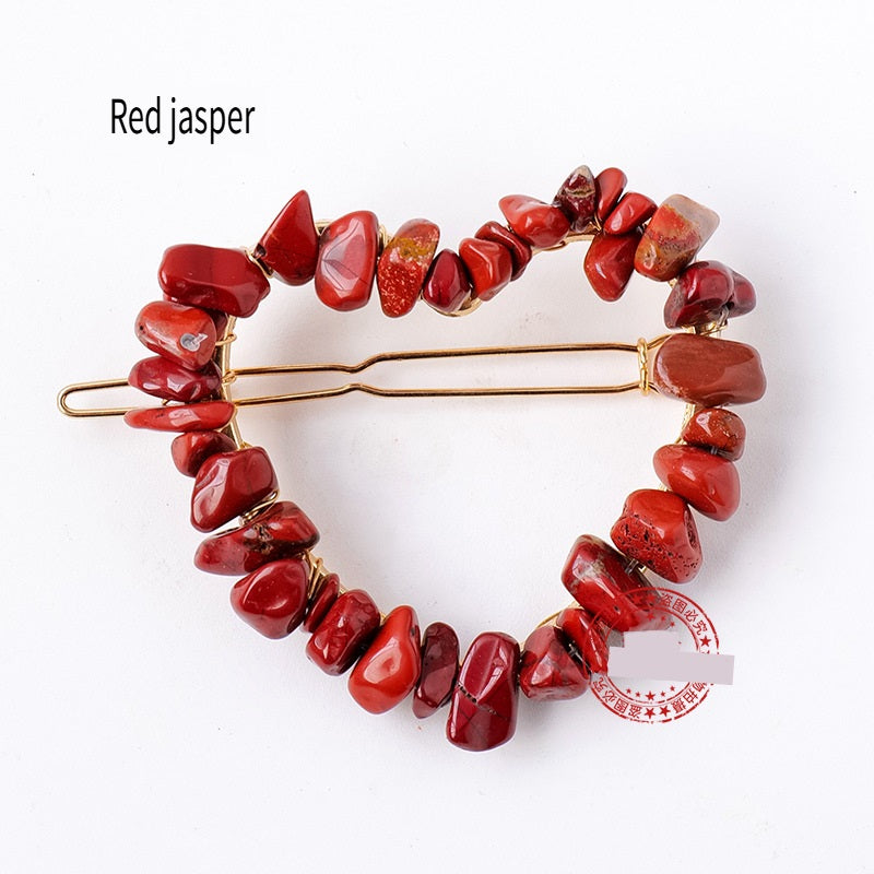 RYS Natural crystal gravel love hairpin, handmade diy winding one-word clip hair accessories