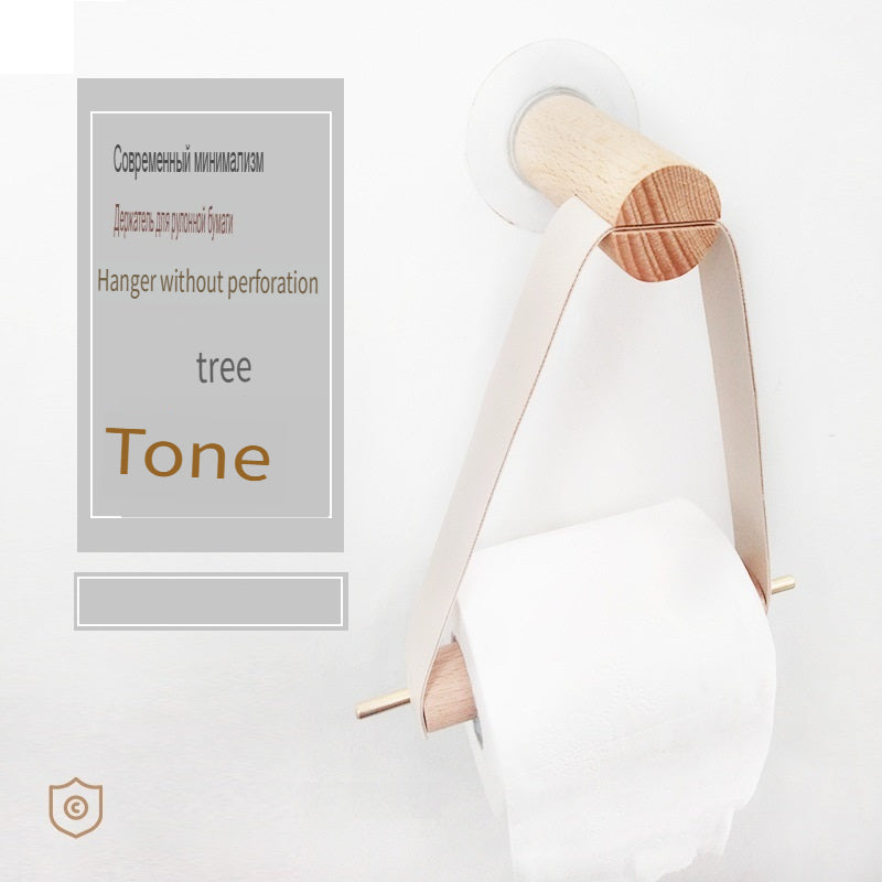 XMT Hanging paper roll holder made of pure copper and beech wood