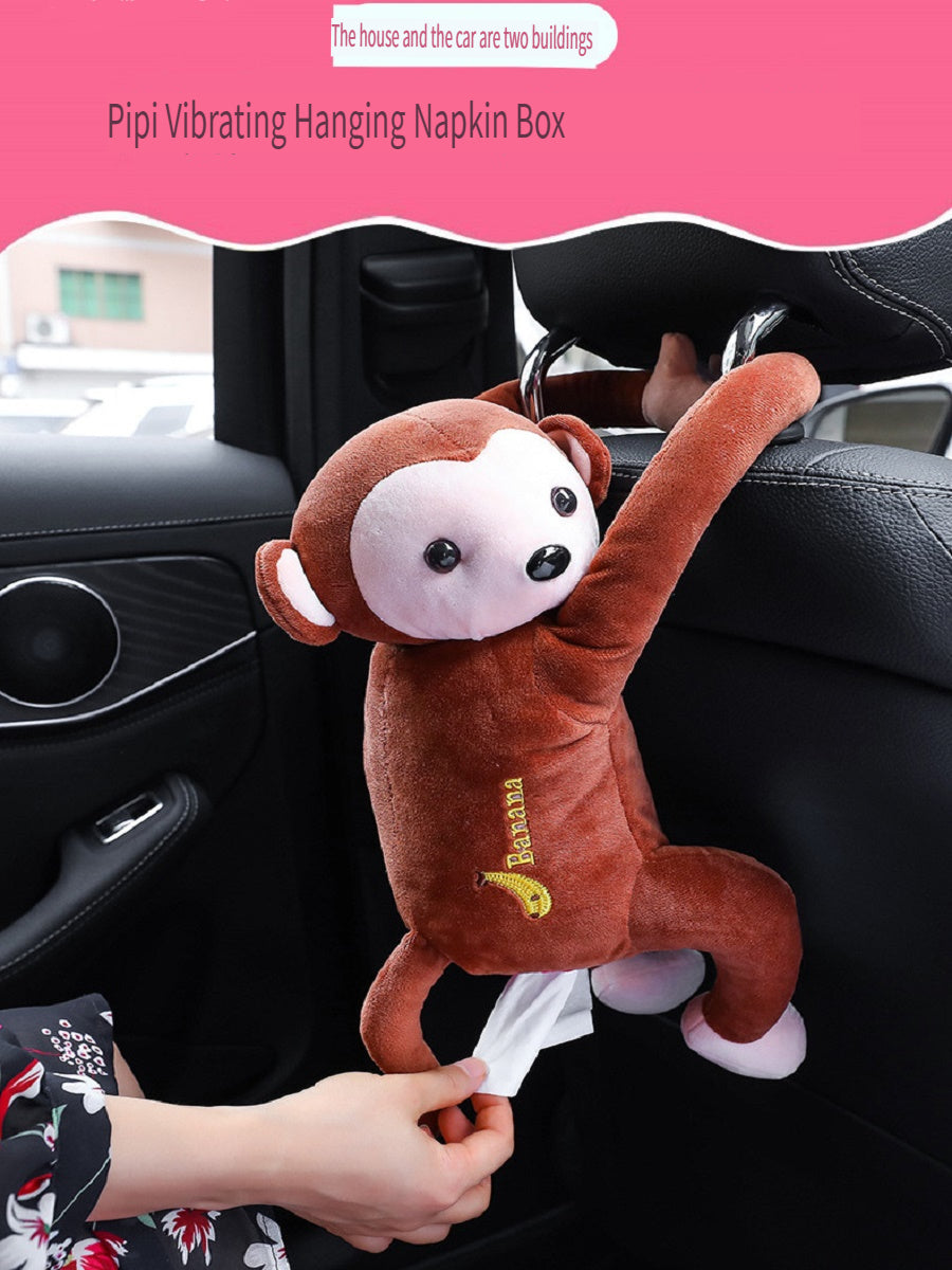 MCZB Creative Pippi monkey tissue box, car supplies, pull-out car seat back pumping box, can be used at home, can be used as a toy