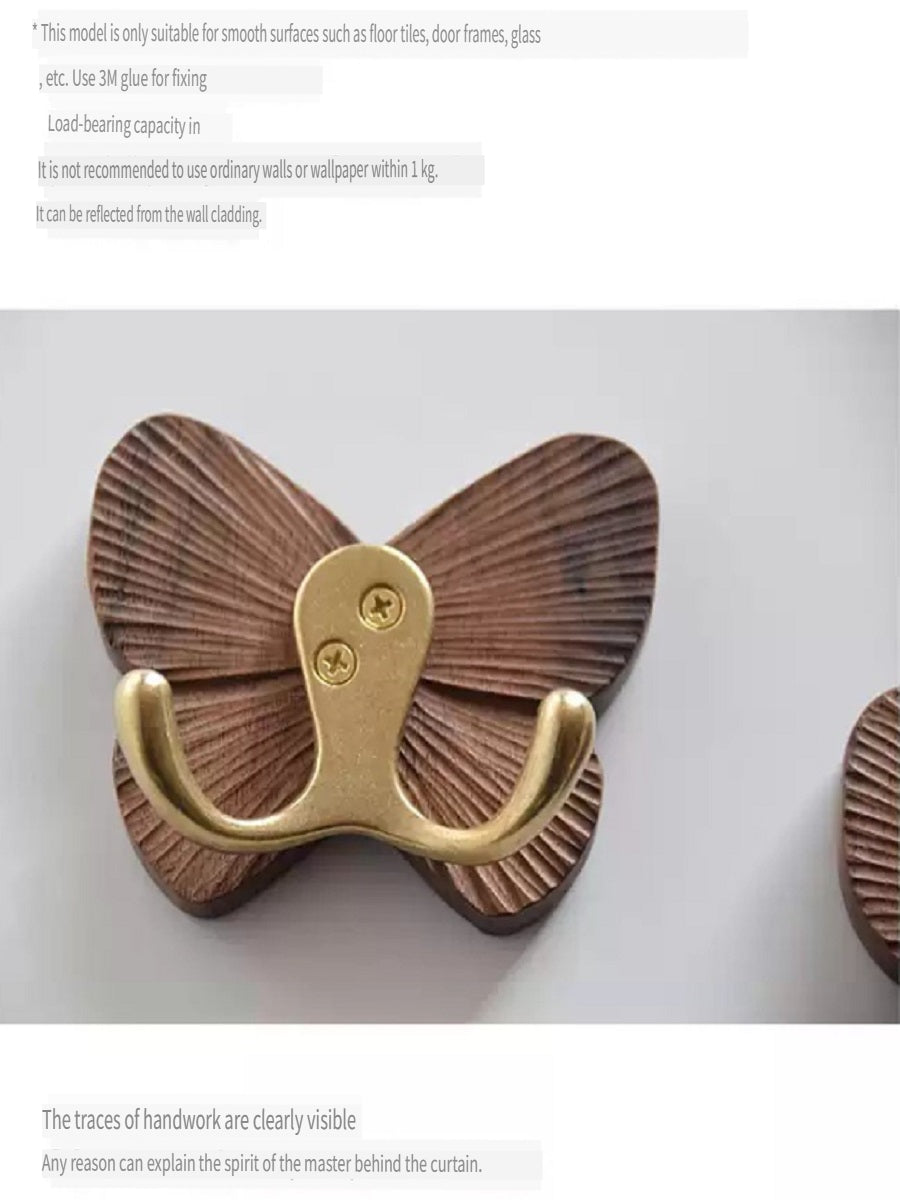 XMT Solid wood butterfly hook, made of black walnut and brass, handmade