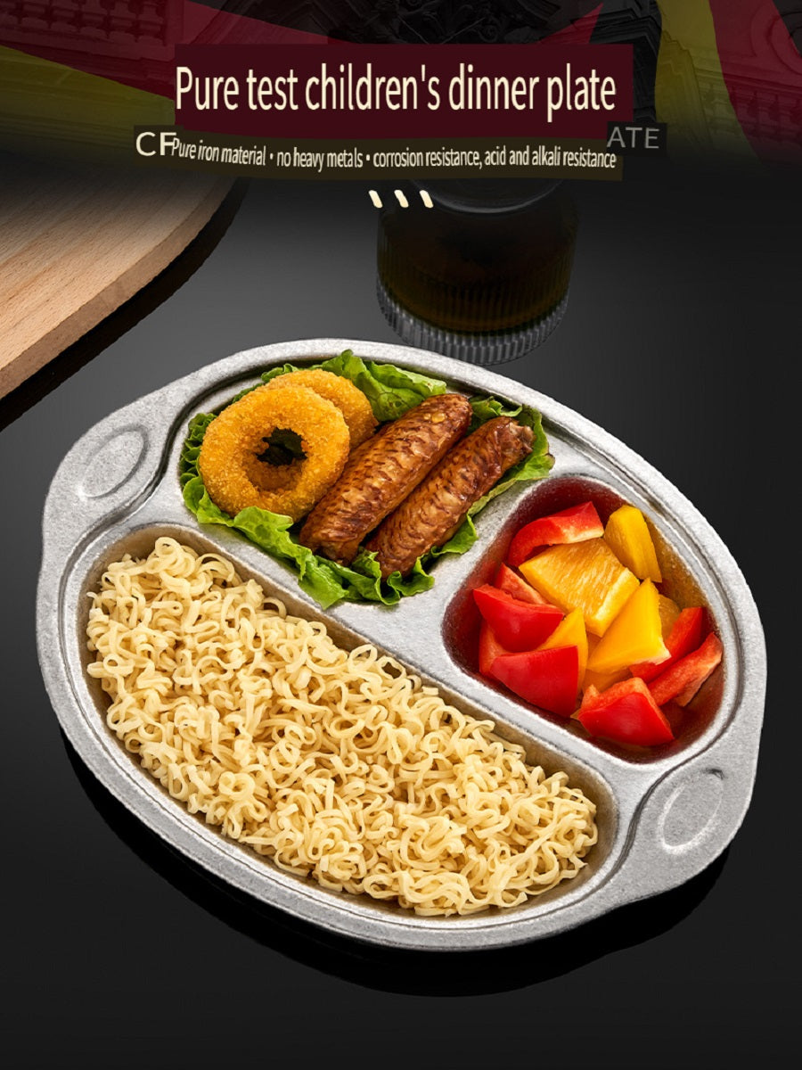 HOMGED Pure titanium children's dinner plate, compartment dinner plate, cartoon, anti-fall，Safe, no heavy metals，easy to clean