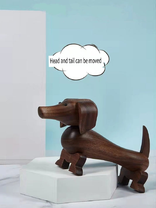 VKXK Black walnut dachshund, creative home and car decorations, gifts, handmade