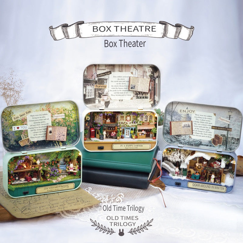 CUTE ROOM DIY box theater, hand-assembled model toys, including LED lights, brackets and dolls, gifts for children