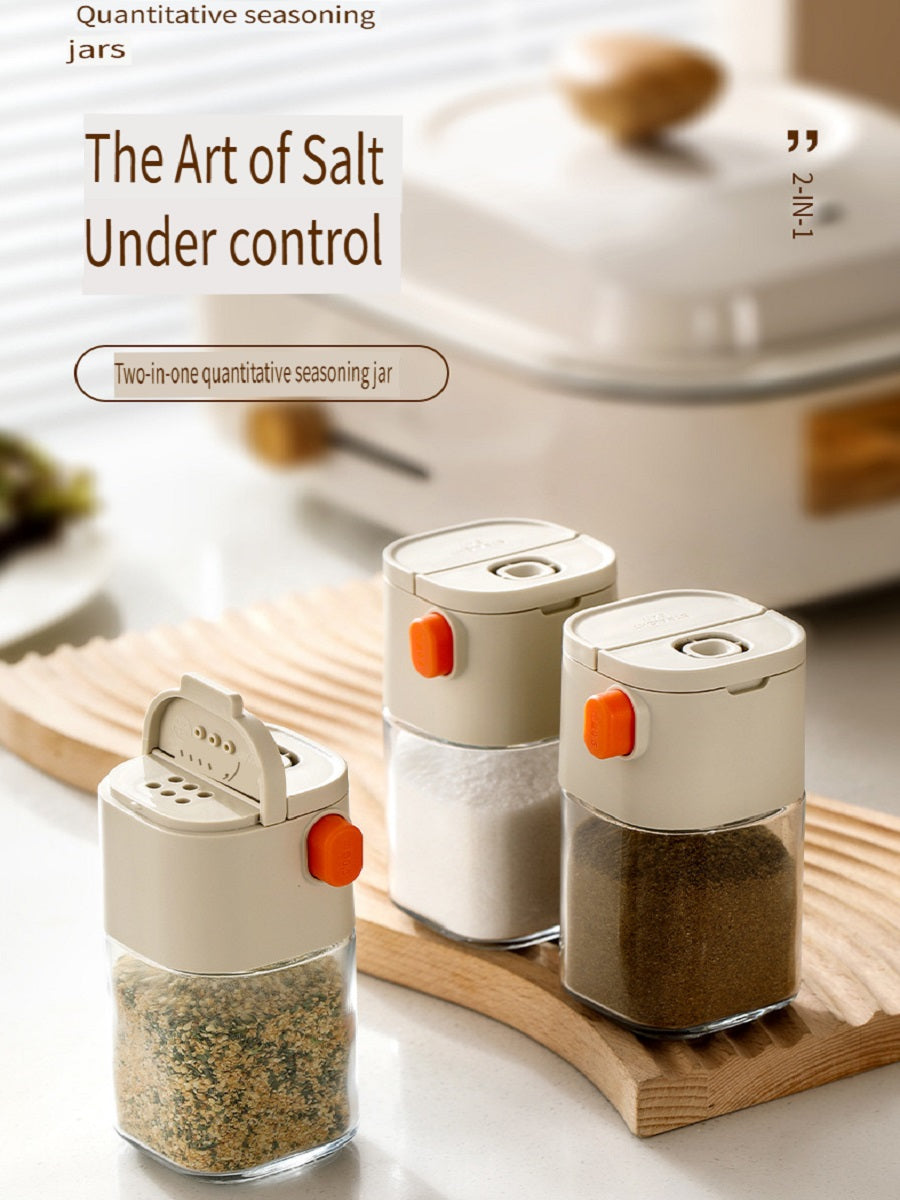 FaSoLa Kitchen glass seasoning bottle, suitable for solid seasoning, push-type, quantitative control，180ml