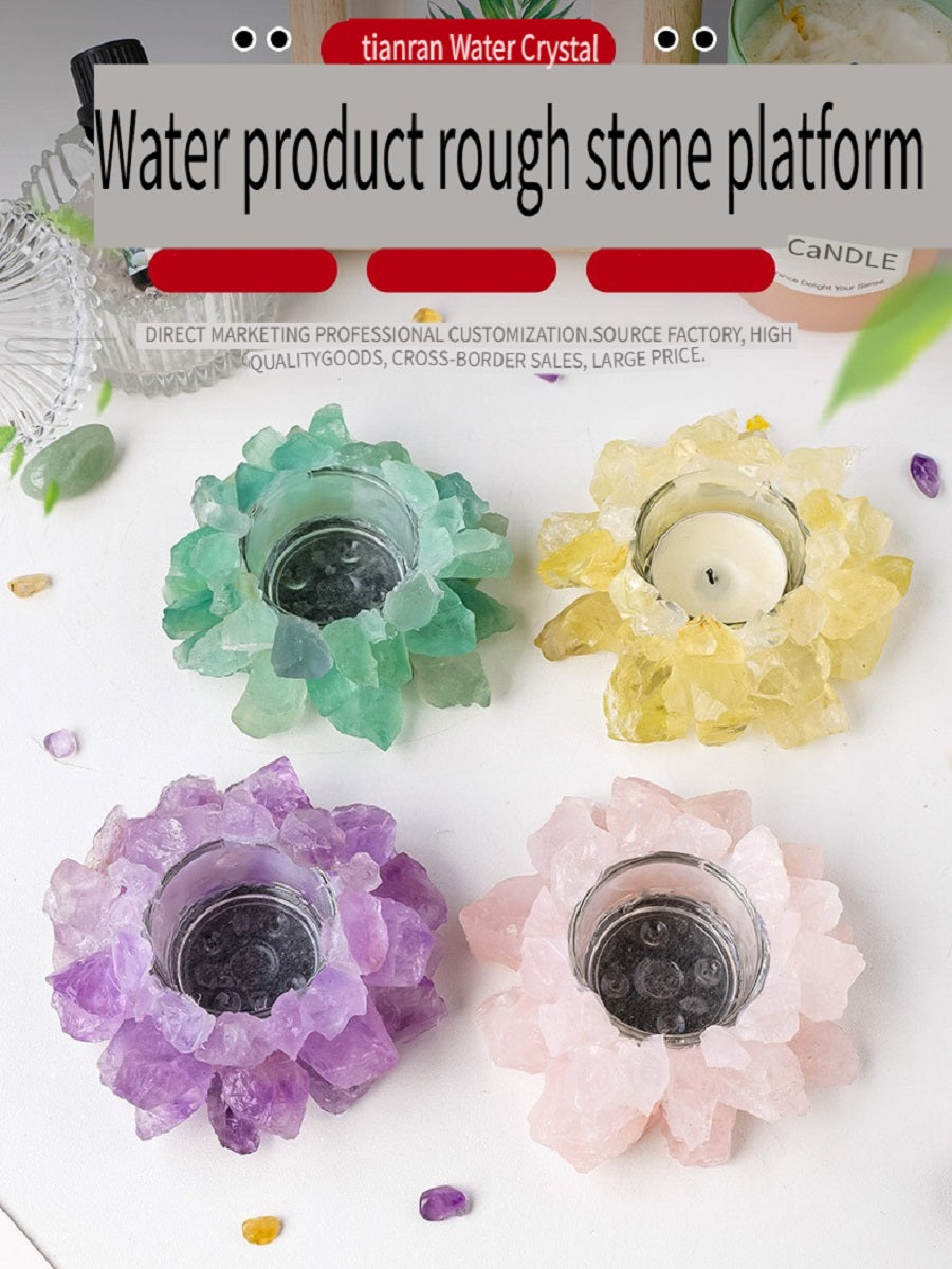 RYS Natural crystal rough stone candle holder, home decoration diffuser stone decoration
