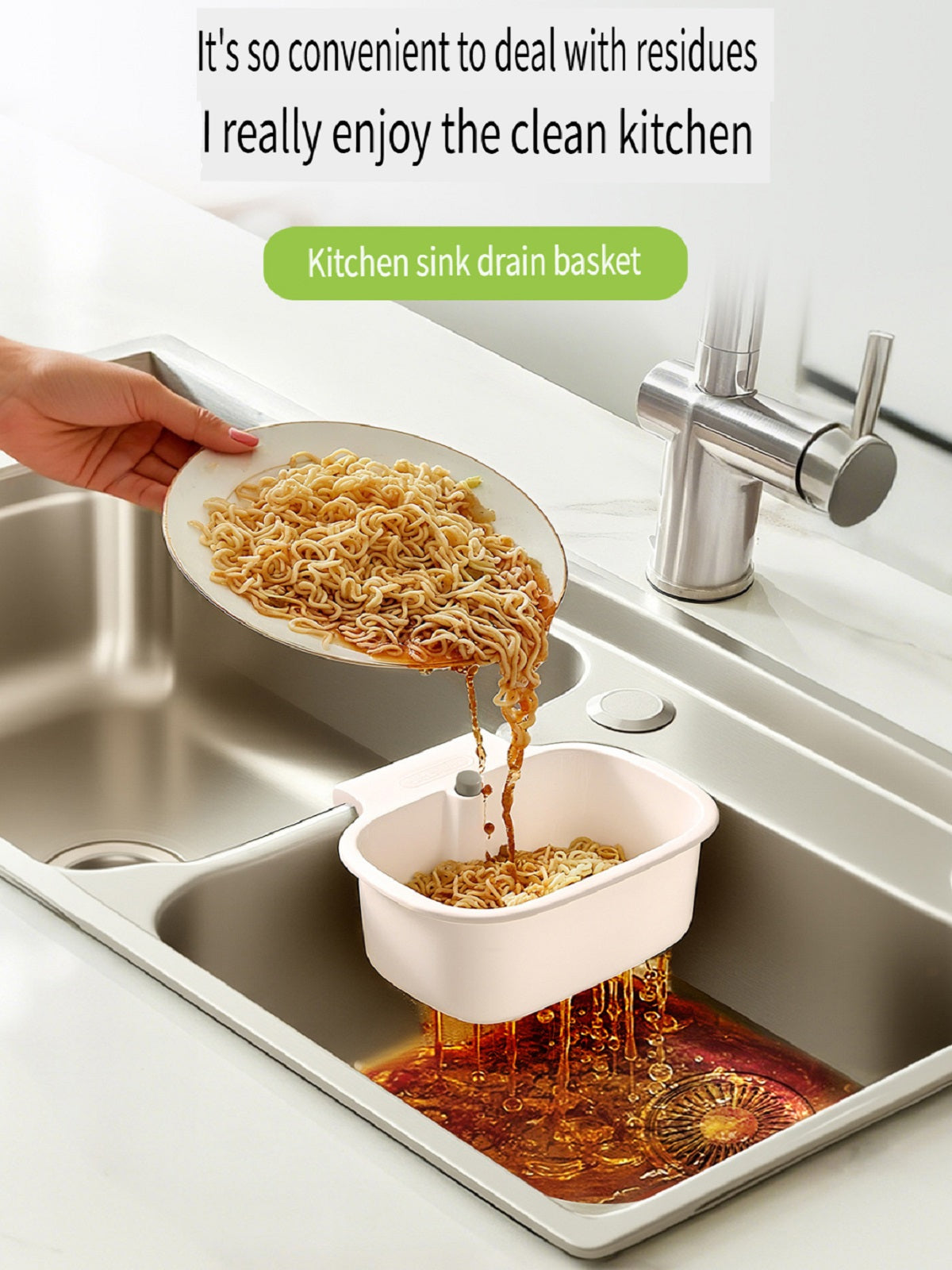 FaSoLa Filter hanging cleaning basket, one-button opening and closing at the bottom, food residue filtration, kitchen sink drain basket