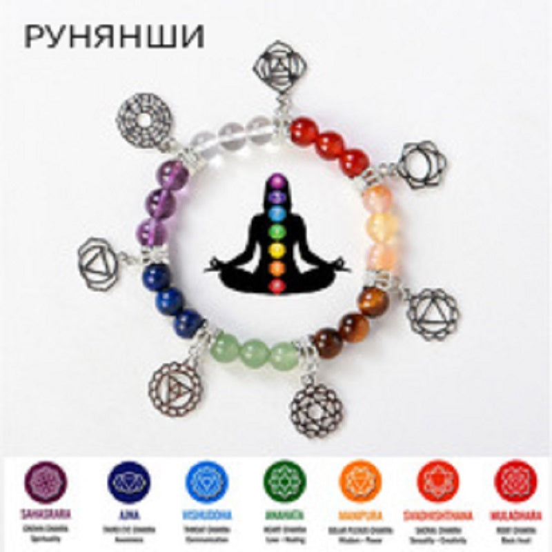 RYS Natural crystal gemstone bracelet, silver-plated colorful bracelet