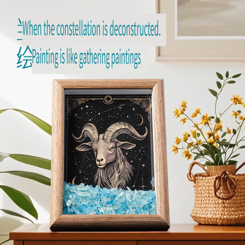 RYS Natural crystal gravel Twelve Constellations Photo frame decoration, crystal DIY hanging Artist Home Desktop Decoration