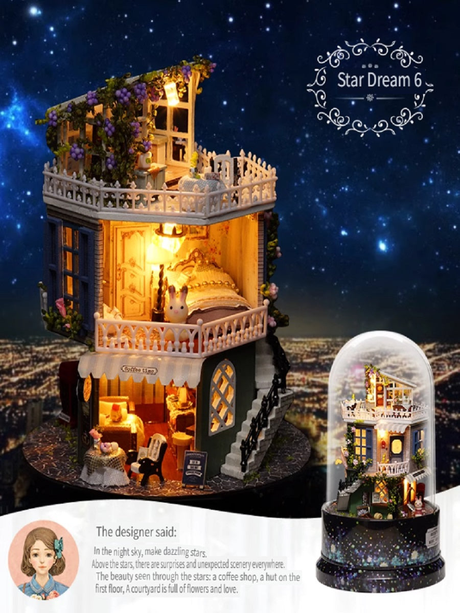 CUTE ROOM DIY wooden villa, hand-assembled, rotatable, playing music, assembling model toys, gifts for children