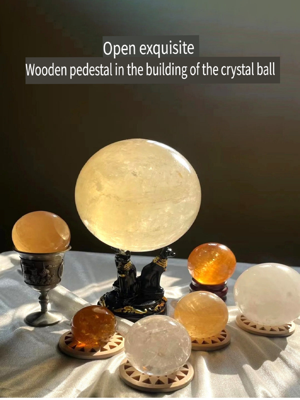 RYS Wooden root carved crystal ball base, home decoration
