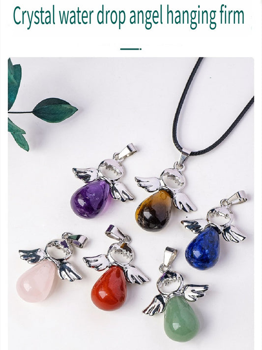 APENG Natural crystal gemstone drop angel Pendant