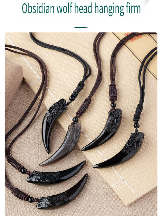 APENG Ice obsidian wolf Head pendant, personalized pendant necklace