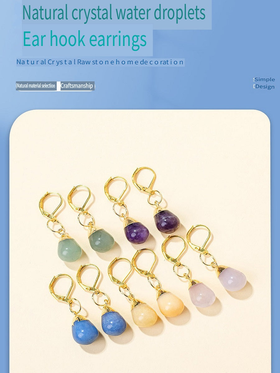 RYS Natural crystal jade rough stone drop earrings, French earrings