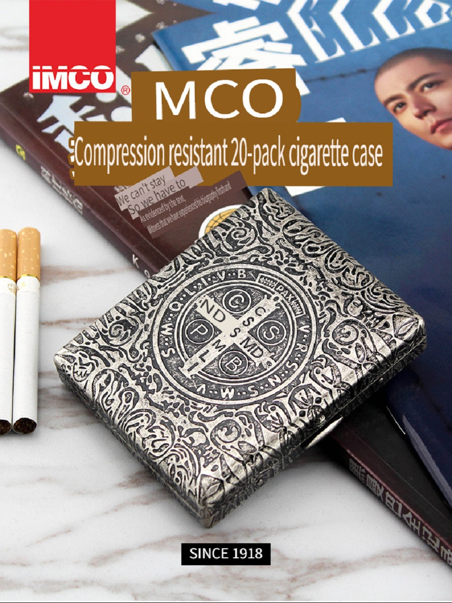IMCO Austrian IMCO brass ultra-thin cigarette case, pack of 20, creative 6-sided engraving, gift collection