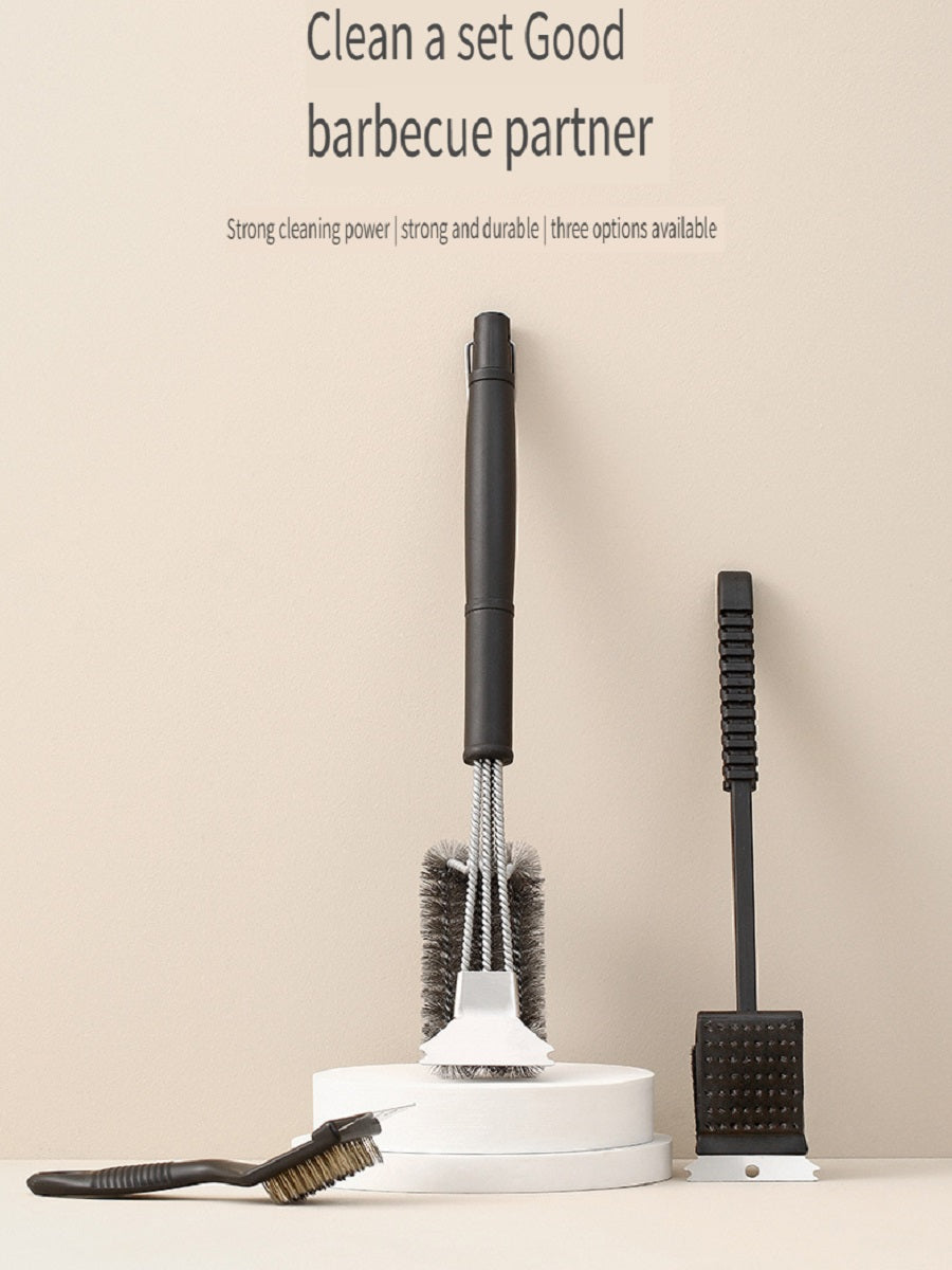 FaSoLa Household stainless steel barbecue grill grid cleaning brush, lengthened PP handle