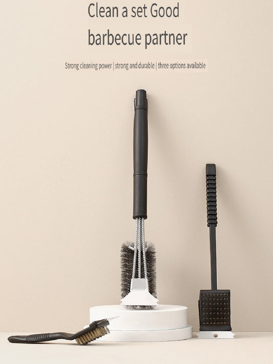 FaSoLa Household stainless steel barbecue grill grid cleaning brush, lengthened PP handle