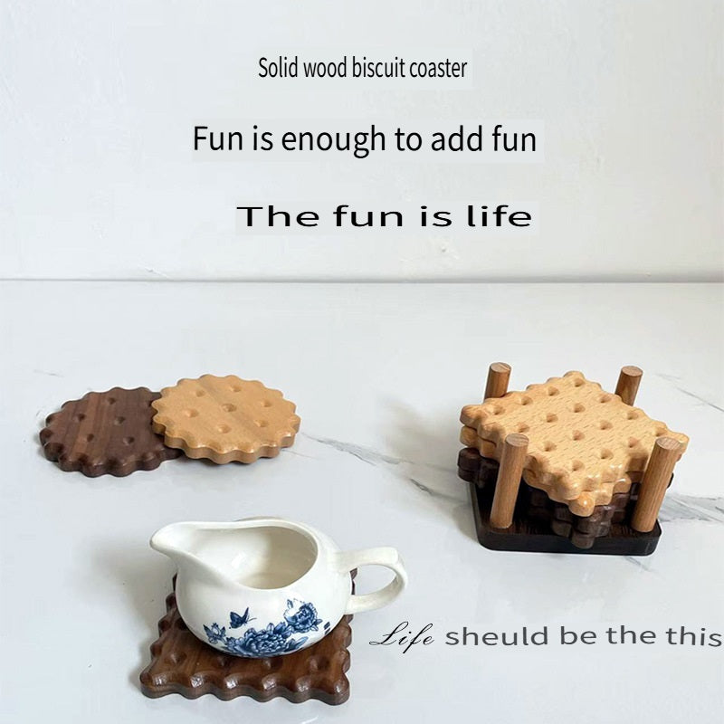 XMT Creative biscuit solid wood coaster, black walnut/beech, 2 pieces