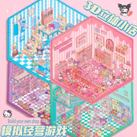 ERANC Three-dimensional cartoon  miniature scene stickers, collage landscaping stickers, hand account materials, diy stickers