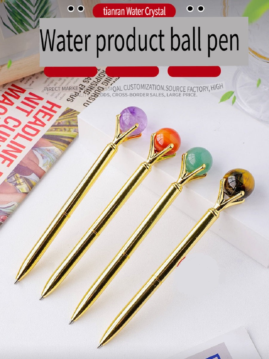 RYS Natural crystal ball metal ballpoint pen, student gift