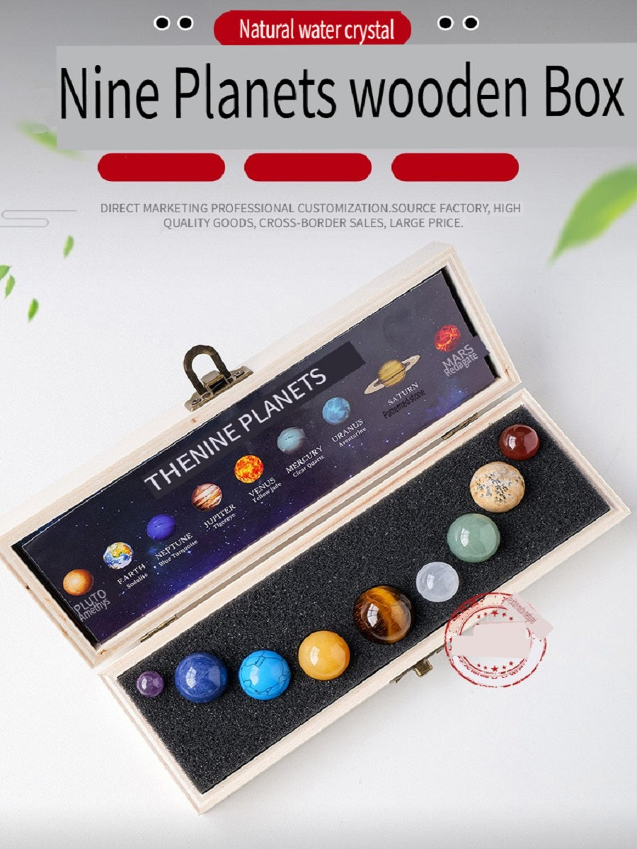 RYS Natural crystal ball with precious stones, set of nine planets, crystal ore sample
