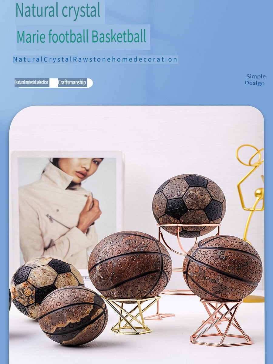 منحوتات كرة القدم وكرة السلة من العقيق الطبيعي، وتلميع الأحجار الخام، ونماذج الكرات اليدوية، وديكورات سطح المكتب