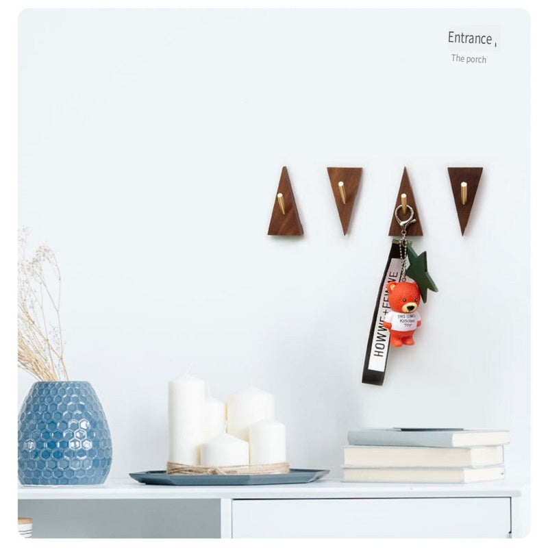 XMT Scandinavian-style solid wood hook, two installation methods, made of black walnut, beech brass, handmade