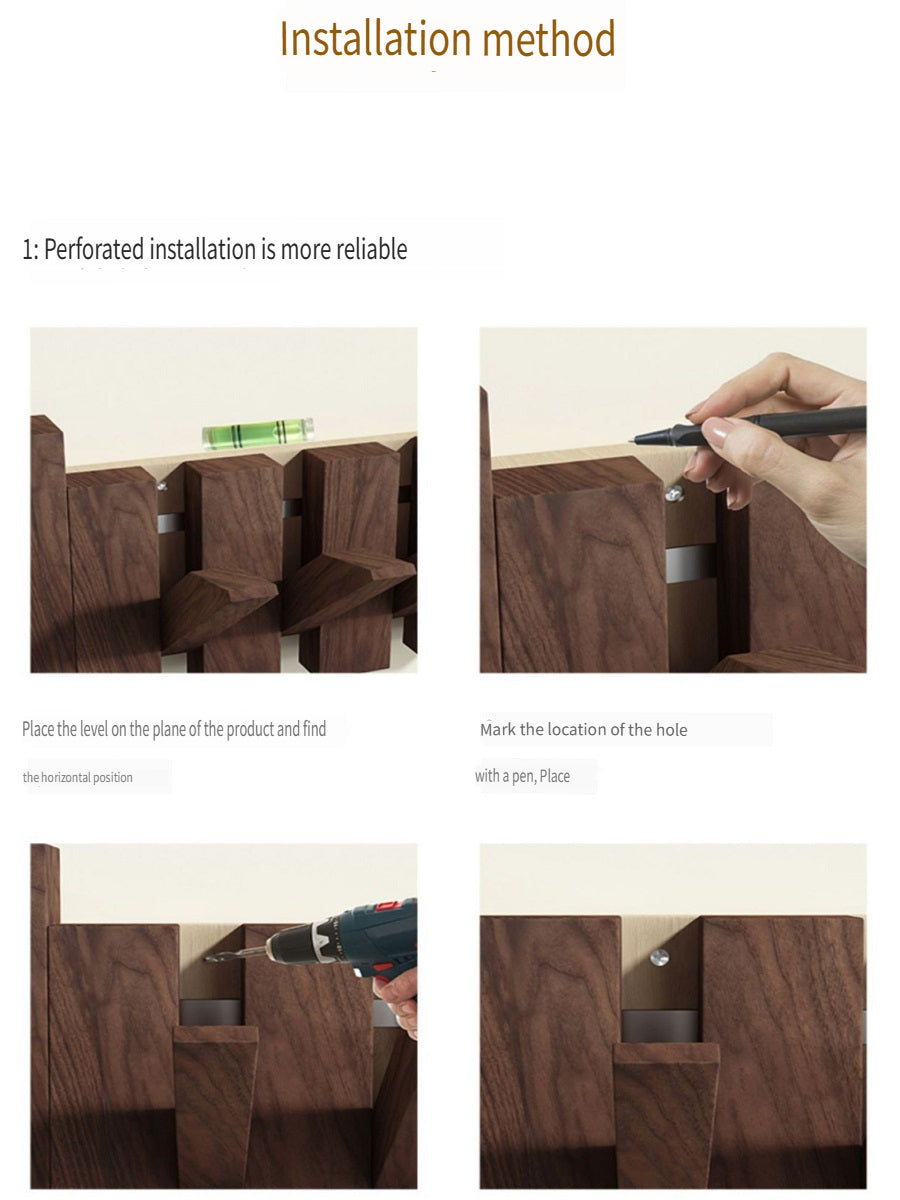 MYZD Creative walnut color pine wood wall mounted piano key clothes hanger punch-free coat rack 4-12 hooks optional