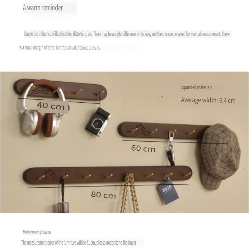 MYZD North American black walnut/beech solid wood coat hooks, 4-8 hooks optional