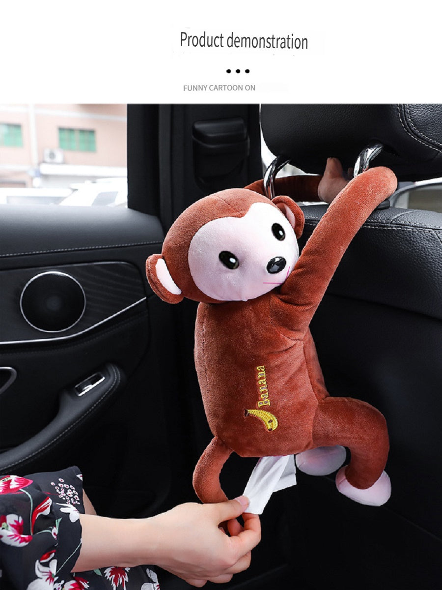 MCZB Creative Pippi monkey tissue box, car supplies, pull-out car seat back pumping box, can be used at home, can be used as a toy