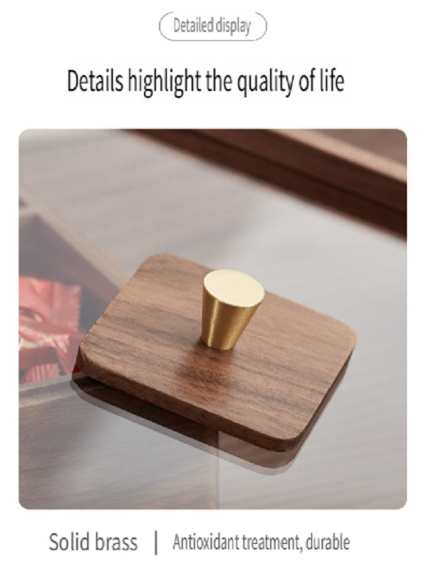 MYZD Black walnut six-compartment double-layer dried fruit box with transparent acrylic lid, sealed against moisture and dust