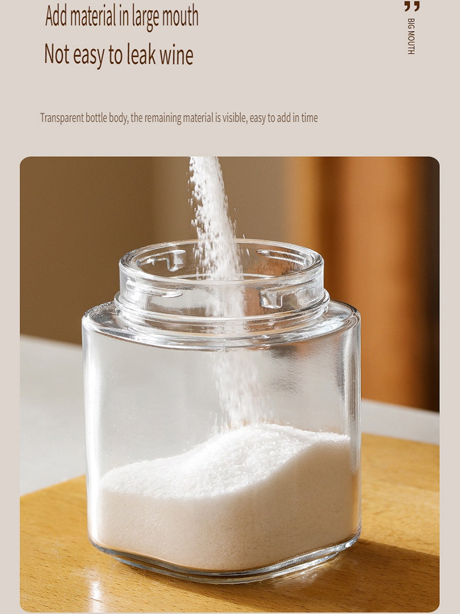 FaSoLa Kitchen glass seasoning bottle, suitable for solid seasoning, push-type, quantitative control，180ml