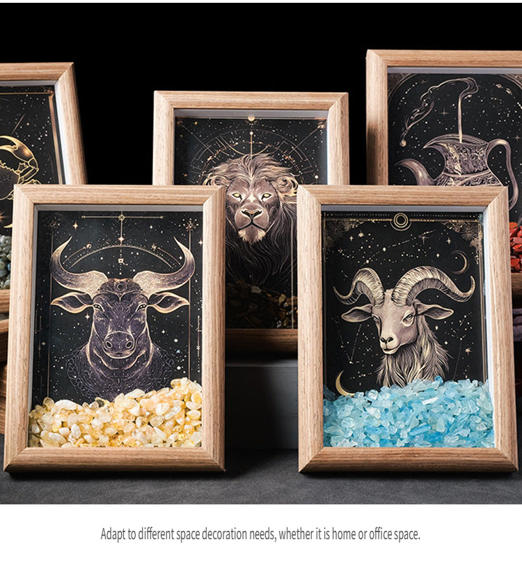 RYS Natural crystal gravel Twelve Constellations Photo frame decoration, crystal DIY hanging Artist Home Desktop Decoration