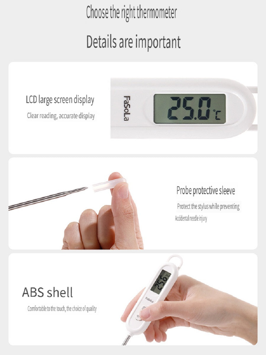 FaSoLa Probe-type food thermometer, suitable for baby bottles and kitchens，Digital display, can measure -50-300 degrees Celsius