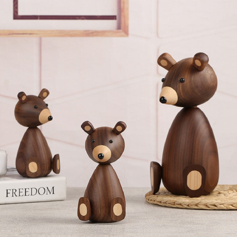 VKXK Danish style black walnut black bear ornaments, home decoration, handmade