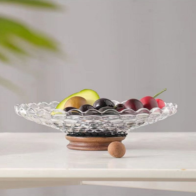 MYZD Black walnut dried fruit storage box, 4 compartments with crystal lid