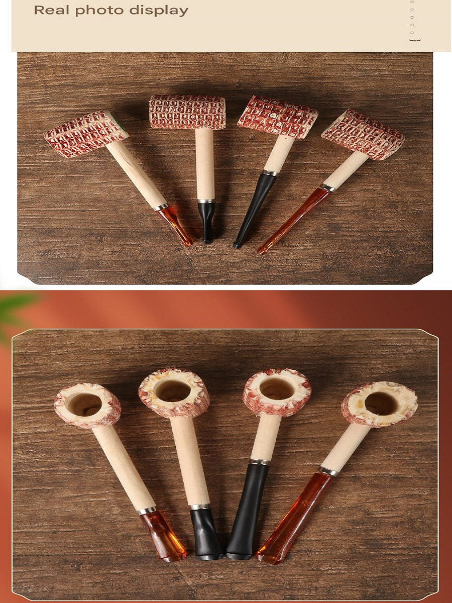 DHYJ Natural disposable corncob pipes, suitable for beginners to practice or entertain guests, 6 per pack