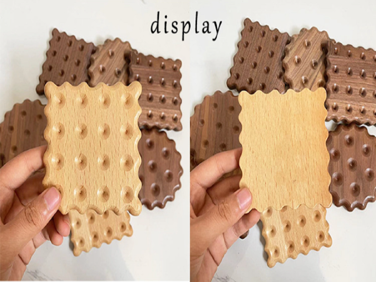 XMT Creative biscuit solid wood coaster, black walnut/beech, 2 pieces